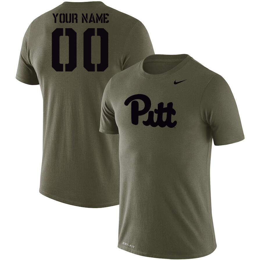 Custom Pitt Panthers Name And Number College Tshirt-Olive